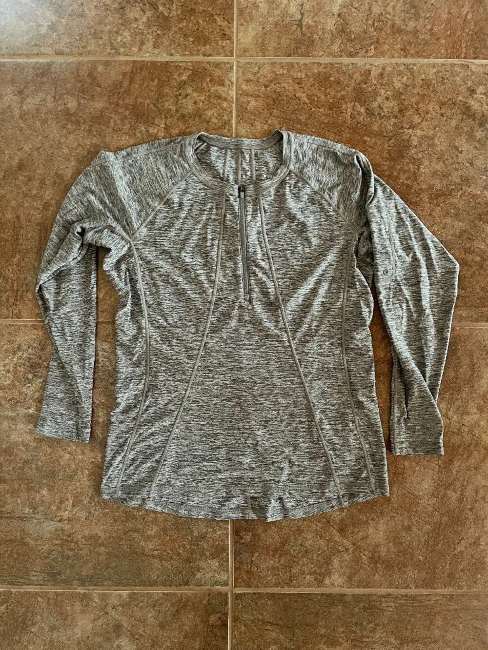 Athleta L Quarter-Zip Long Sleeve Gray Top